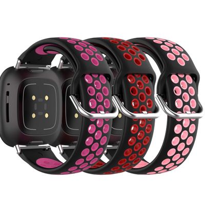3 Pack Compatible with Umidigi Uwatch/Urun S/Uwatch 5 3S 2S Watch Bands 22mm Replacement Soft Silicone Waterproof Two-Color for Women Men with Breathable Holes Wristband for Uwatch 2S smartwatch (Tricolor-E)