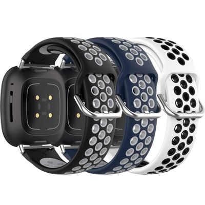 3 Pack Compatible with Umidigi Uwatch 2S Watch Bands 22mm Replacement Soft Silicone Waterproof Two-Color for Women Men with Breathable Holes Wristband for Umidigi Uwatch 2S smartwatch (Tricolor-B)