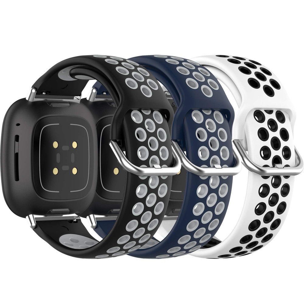 3 Pack Compatible with Umidigi Uwatch 2S Watch Bands 22mm Replacement Soft Silicone Waterproof Two-Color for Women Men with Breathable Holes Wristband for Umidigi Uwatch 2S smartwatch (Tricolor-B)