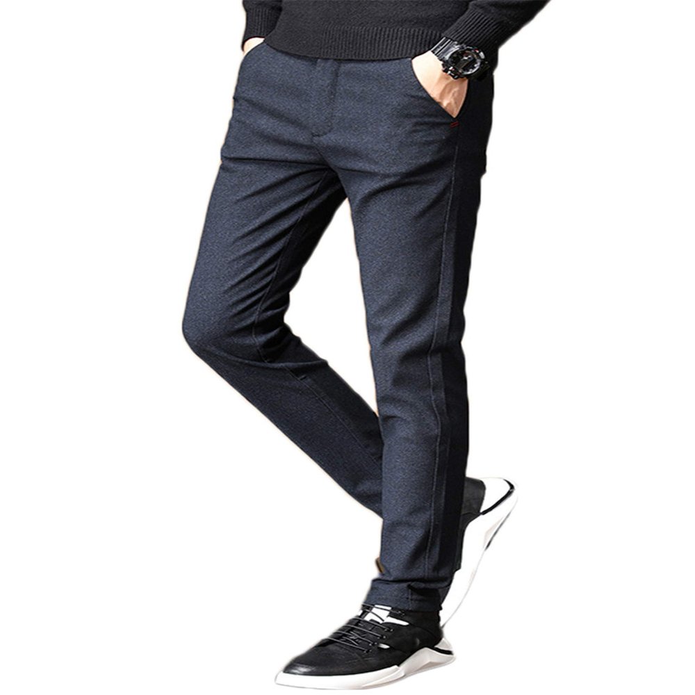 Andongnywell Men's Elastic Waist Drawstring Pants for Sport Exercise Travel Stretchy Straight Trousers with Pockets (Blue2,30)