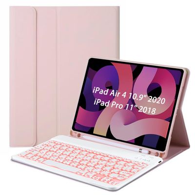 BLIENCE Keyboard Case for iPad Air 4th Gen 10.9 Inch 2020 & 2018 iPad Pro 11-7 Colors Backlight,Auto Wake/Sleep, Folio Cover Built-in Pen Holder,Protective Case with Detachable Wireless Keyboard