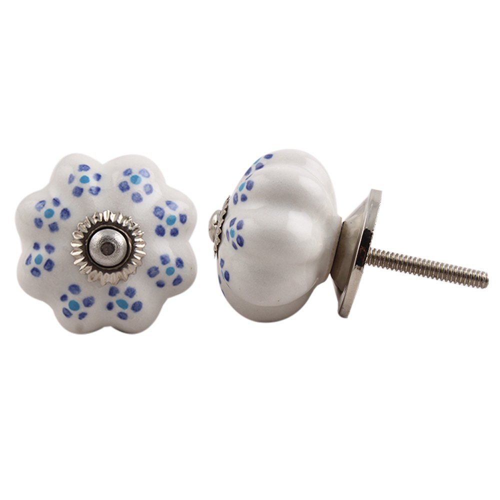Indian Shelf 10 Piece Tiny Flower Decorative Dresser Knobs Drawer Handles Cabinet Pulls Elegant Hardware Style Ceramic