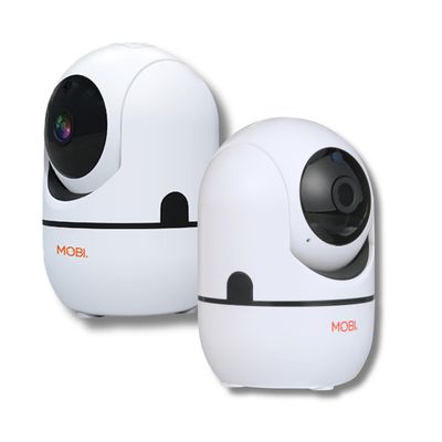 MobiCam HDX Wi-Fi Pan & Tilt Smart Nursery, Elderly & Home Monitoring Camera, 1080p HD Indoor Security Night Vision IP Camera, Motion Detection, Two-Way Audio, Cloud & SD Card Storage - (2-Pack)