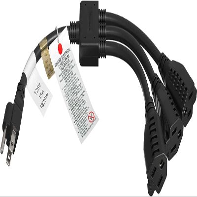 Cable Leader 3 Outlet Power Extension Splitter Cord Cable 5-15P to 5-15R x 3, Power Cord Extension, Heavy Duty Power Extension Cable, 14AWG, 3 Prong Splitter - 1 Pack, 1.5ft