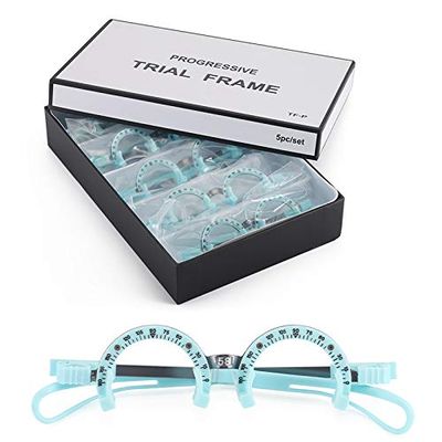 Dhoptical Titanium Alloy Trial Frame Half Rimless Frame Optical Use Three Lens Glasses Shop Equipment (66MM Single)