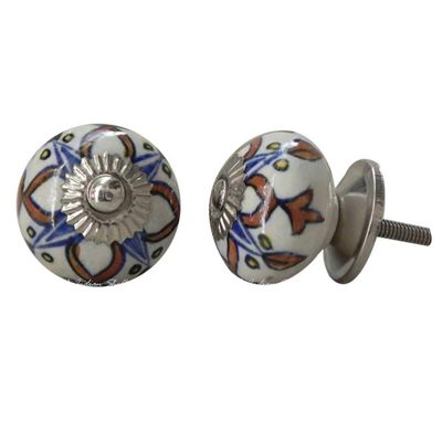Indian Shelf 8 Piece Necklace Ceramic Unique Drawer Handles Dresser Knobs Cabinet Pulls Elegant Decorative Hardware (Multicolor)
