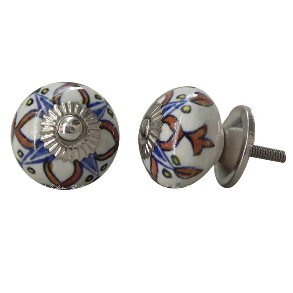 Indian Shelf 8 Piece Necklace Ceramic Unique Drawer Handles Dresser Knobs Cabinet Pulls Elegant Decorative Hardware (Multicolor)