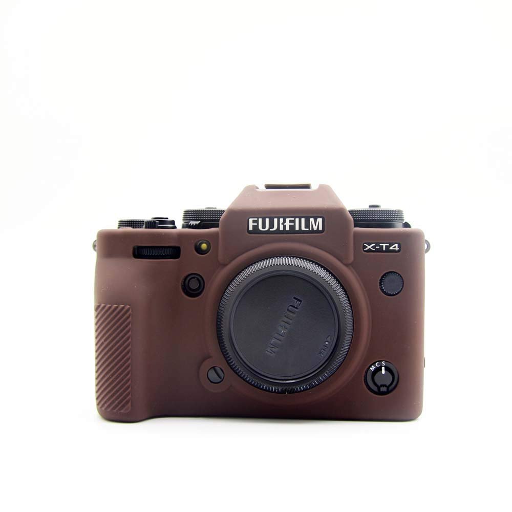 X-T4 Case, BolinUS Fullbody Ultra-Thin Lightweight Rubber Soft Silicone Housing Case Bag Cover for Fuji Fujifilm X-T4 XT4 (Coffee)