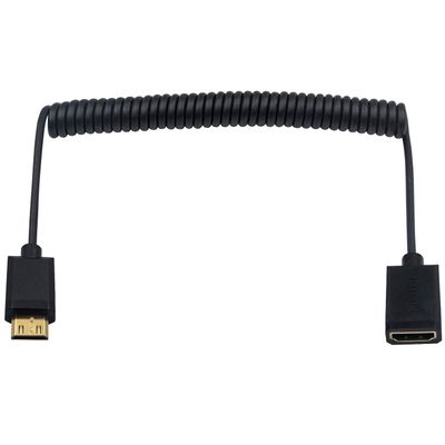 Duttek 4K Mini HDMI to HDMI Coiled Cable 6FT/1.8M, Mini HDMI Male to A Female Extension Cable Supports 1080P, 3D for Camera, Camcorder, Laptop, Projector