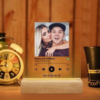 Jaja Custom Spotify Acrylic Song LED Night Light- Acrylic Album Cover - Personalized Music Plaque - Perfects Christmas Valentine's Day Birthday Gifts for Women Men