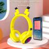 Kids Wireless Bluetooth 5.0 Earphones with 7 Colors LED Light, Earhook Headphones, Foldable Built-in Microphone, Suitable for Boys and Girls Game/Music/Study, Christmas/Birthday/Travel Gift (Yellow) view 2