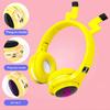 Kids Wireless Bluetooth 5.0 Earphones with 7 Colors LED Light, Earhook Headphones, Foldable Built-in Microphone, Suitable for Boys and Girls Game/Music/Study, Christmas/Birthday/Travel Gift (Yellow) view 3