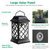 TomCare Solar Lights Outdoor Flickering Flame Metal Solar Lantern Outdoor Hanging Decorative Lanterns Heavy Duty Waterproof Umbrella Decorations Lighting for Patio Garden Deck Yard, 2 Pack (Black) view 3