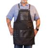 Ikas Canvas Apron for Men - Black Crossback Work Apron with Pockets - Adjustable Cotton Canvas for Hairdressers, Barbers, Artists, Cooking, Woodworking,Carpenters view 1