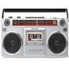 Riptunes Boombox Radio Cassette Player Recorder, AM/FM -SW1/SW2 Radio, Wireless Streaming, USB/Micro SD Slots, Aux in, Headphone Jack, Convert Cassettes to USB/SD, Classic 80s Style Retro, Silver view 1