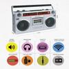 Riptunes Boombox Radio Cassette Player Recorder, AM/FM -SW1/SW2 Radio, Wireless Streaming, USB/Micro SD Slots, Aux in, Headphone Jack, Convert Cassettes to USB/SD, Classic 80s Style Retro, Silver view 2