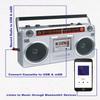 Riptunes Boombox Radio Cassette Player Recorder, AM/FM -SW1/SW2 Radio, Wireless Streaming, USB/Micro SD Slots, Aux in, Headphone Jack, Convert Cassettes to USB/SD, Classic 80s Style Retro, Silver view 4