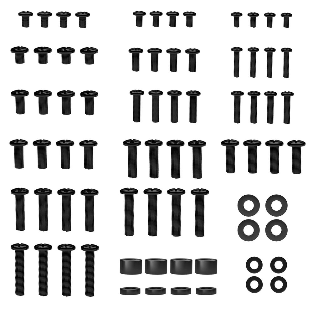 BONTEC Universal TV Mounting Hardware Screw Kit, Compatible with TVs Up to 80 inch, Includes M4, M5, M6, M8 Screws, Washers, Spacers, VESA Mounting, Ceiling Mount, TV Wall Mount Kit, Black