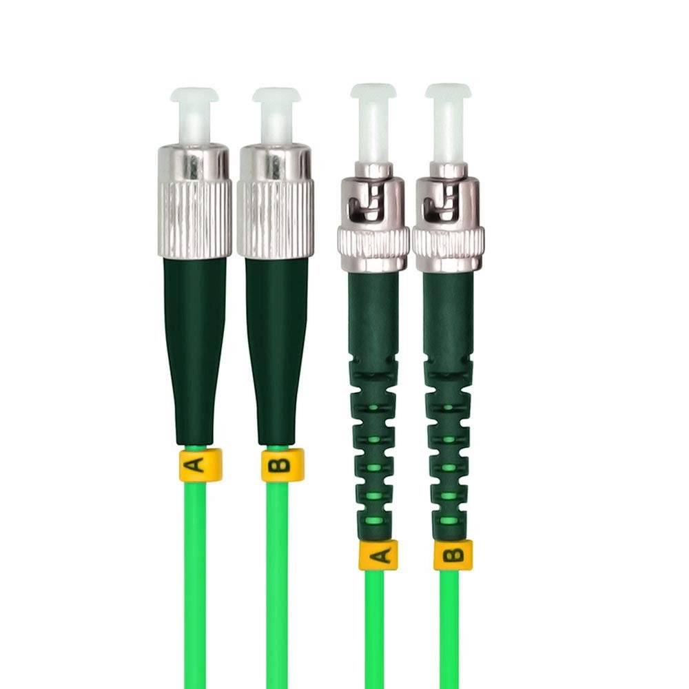Jeirdus 150Meters 492ft FC to ST Duplex 40/100GB OM5 Fiber Optic Cable Jumper Optical Patch Cord 50/125 Multimode 150M FC-ST