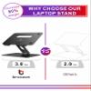 brocoon Adjustable MacBook Laptop Stand for Desk | Ergonomic Aluminum Laptop Riser with Heat-Vent, Compatible for 10-17" Laptops, Dark Black view 2