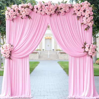 10ftx10ft Baby Pink Wrinkle-Free Backdrop Drapes, Pink Polyester Background Curtains Backdrop Decorations for Party,Baby Shower,Birthday Parties