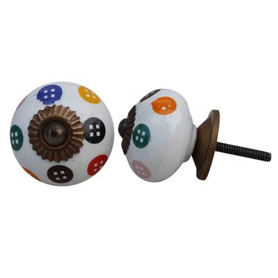 Indian Shelf Pack of 14 Graceful Multicolor Polka Dot Ceramic Elegant Dresser Knobs Drawer Handles Cabinet Pulls Modern Style