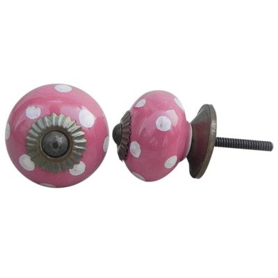 Indian Shelf Pack of 16 Exquisite Magenta Polka Dot Ceramic Pink Chic Drawer Knobs Dresser Handles Cabinet Pulls Modern Hardware