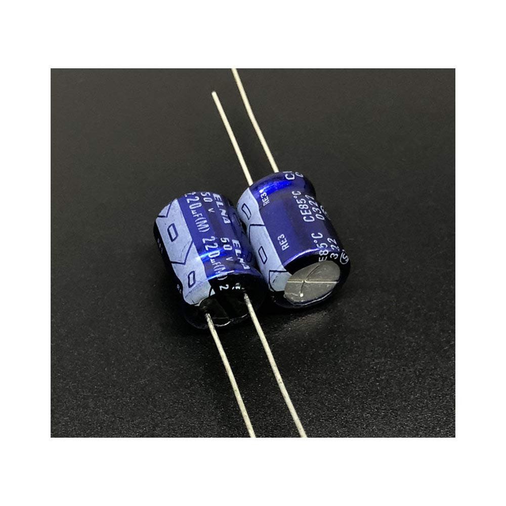 100pcs 220uF 50V Elna RE3 Series 10x12.5mm 50V220uF Audio Capacitor