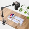 Webcam Stand Camera Mount with Phone Holder & 5/8" Screw, 22in Flexible Projector Stand Gooseneck Desk Mic for Logitech C922 C930e C920 C615 C960 Brio 4K, GoPro, Blue Yeti Snowball Ice view 2
