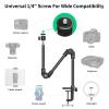 Webcam Stand Camera Mount with Phone Holder & 5/8" Screw, 22in Flexible Projector Stand Gooseneck Desk Mic for Logitech C922 C930e C920 C615 C960 Brio 4K, GoPro, Blue Yeti Snowball Ice view 4
