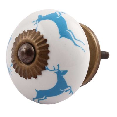Indian Shelf Pack of 20 Turquoise Running Rein Deer Ceramic Decorative Drawer Handles Dresser Knobs Cabinet Pulls Classic Hardware