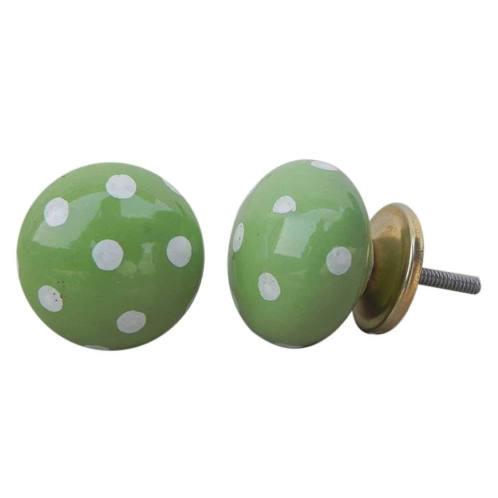 Indian Shelf 12 Pack Chic Drawer Knobs Dresser Handles Cabinet Pulls Modern Hardware - (Ceramic, Polka Dot, Green)