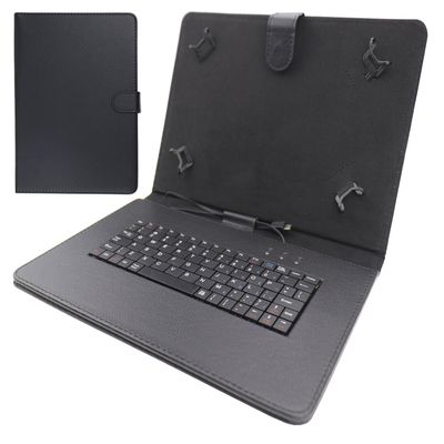 AIJAKO Universal 7 Inch Type C Keyboard Cases, Universal Stand Folio Leather USB Type C Keyboard Case Cover for 7 Inches Tablets, Universal 7 Inch Keyboard Cover (Connection by Type C Cable)