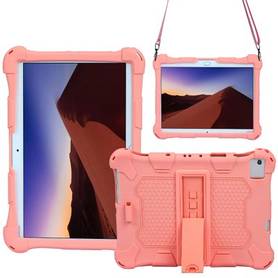 AIJAKO 10 Inch Silicone Case for Dragon Touch Notepad 102/Pritom Tronpad L10/YESTEL T5/TECLAST P20HD M40/Blackview Tab8/WINNOVO P20/IBBWB 10/AOYODKG A39, Shoulder Strap - Pink