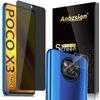 Anbel Design Anbzsign [2 Pack] Camera Lens Protector and [2 Pack] Privacy Full Coverage Screen Protector for Xiaomi Poco X3 / Poco X3 NFC/Poco X3 Pro, Anti-Spy 9H Hardness Tempered Glass view 1