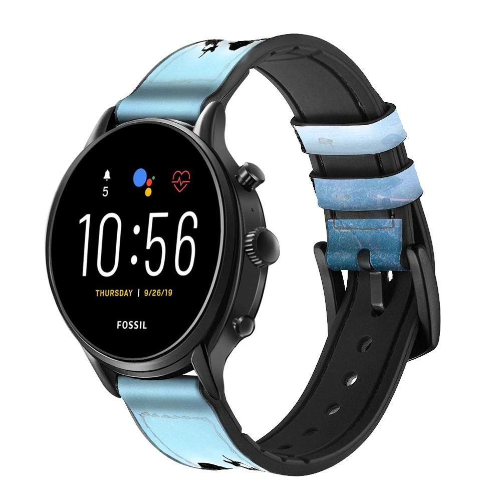 CA0400 Extreme Freestyle Motocross Leather Smart Watch Band Strap for Fossil Hybrid Smartwatch Nate, Hybrid HR Latitude, Hybrid Smartwatch Machine Size (24mm)