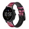 CA0559 Pink Marble Graphic Printed Leather Smart Watch Band Strap for Fossil Hybrid Smartwatch Nate, Hybrid HR Latitude, Hybrid Smartwatch Machine Size (24mm) view 1