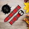 CA0290 Tartan Red Pattern Leather Smart Watch Band Strap for Fossil Hybrid Smartwatch Nate, Hybrid HR Latitude, Hybrid Smartwatch Machine Size (24mm) view 2