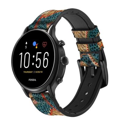 CA0824 Dragon Cloud Painting Leather Smart Watch Band Strap for Fossil Hybrid Smartwatch Nate, Hybrid HR Latitude, Hybrid Smartwatch Machine Size (24mm)