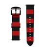 CA0384 Black and Red Striped Leather Smart Watch Band Strap for Fossil Hybrid Smartwatch Nate, Hybrid HR Latitude, Hybrid Smartwatch Machine Size (24mm) view 3