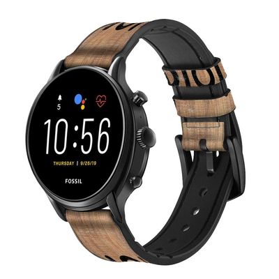 CA0709 Tic Tac Toe XO Game Leather Smart Watch Band Strap for Fossil Hybrid Smartwatch Nate, Hybrid HR Latitude, Hybrid Smartwatch Machine Size (24mm)