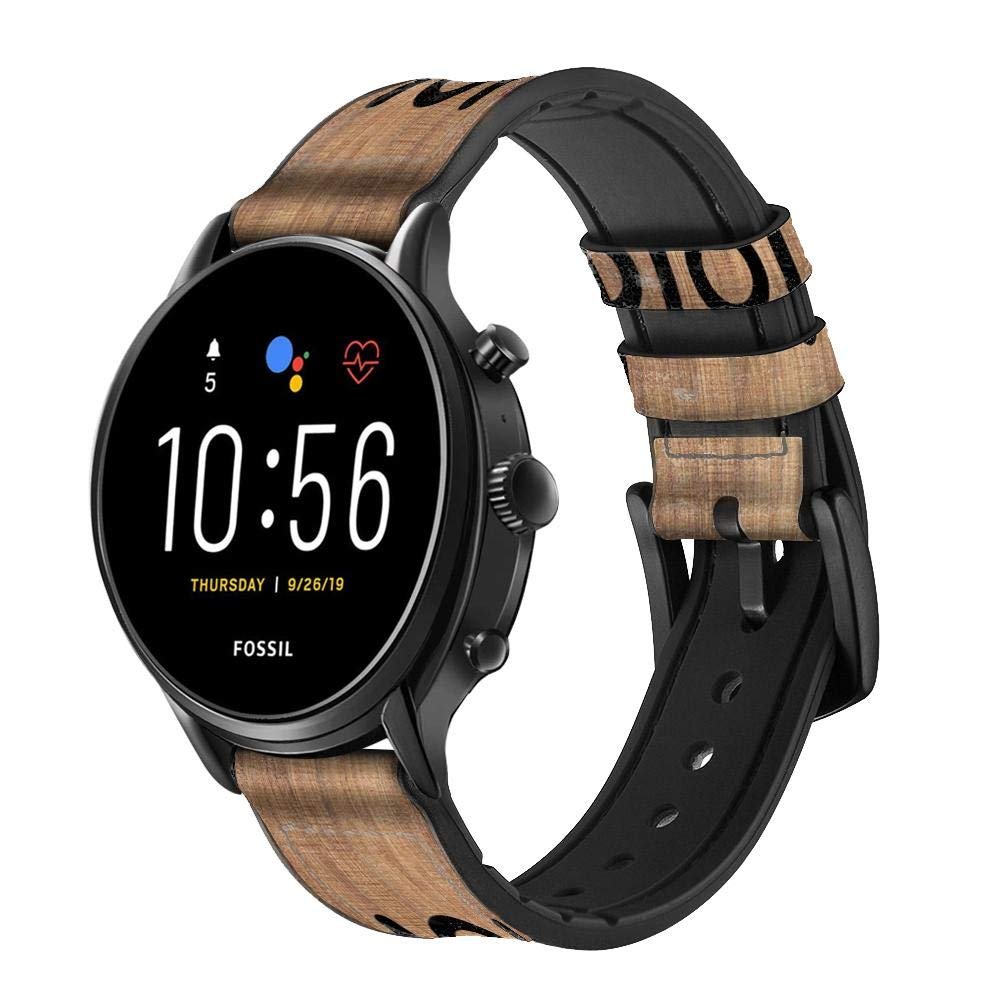 CA0709 Tic Tac Toe XO Game Leather Smart Watch Band Strap for Fossil Hybrid Smartwatch Nate, Hybrid HR Latitude, Hybrid Smartwatch Machine Size (24mm)