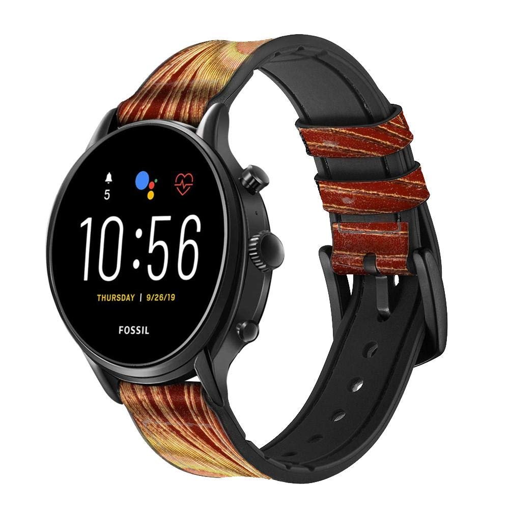 CA0060 Peacock Leather Smart Watch Band Strap for Fossil Hybrid Smartwatch Nate, Hybrid HR Latitude, Hybrid Smartwatch Machine Size (24mm)