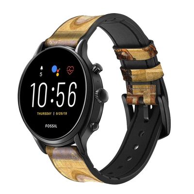 CA0146 Raphael's School of Athens Leather Smart Watch Band Strap for Fossil Hybrid Smartwatch Nate, Hybrid HR Latitude, Hybrid Smartwatch Machine Size (24mm)