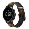 CA0596 Gold Clock Live Leather Smart Watch Band Strap for Fossil Hybrid Smartwatch Nate, Hybrid HR Latitude, Hybrid Smartwatch Machine Size (24mm) view 1