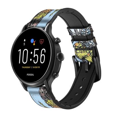 CA0563 Tarot Card Queen of Cups Leather Smart Watch Band Strap for Fossil Hybrid Smartwatch Nate, Hybrid HR Latitude, Hybrid Smartwatch Machine Size (24mm)