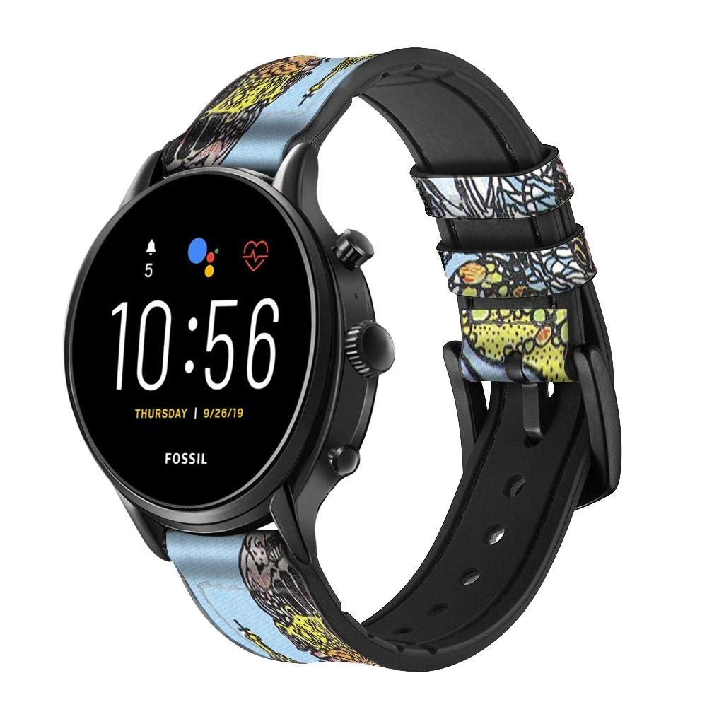 CA0563 Tarot Card Queen of Cups Leather Smart Watch Band Strap for Fossil Hybrid Smartwatch Nate, Hybrid HR Latitude, Hybrid Smartwatch Machine Size (24mm)