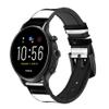 CA0180 Black and White Striped Leather Smart Watch Band Strap for Fossil Hybrid Smartwatch Nate, Hybrid HR Latitude, Hybrid Smartwatch Machine Size (24mm) view 1