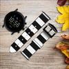 CA0180 Black and White Striped Leather Smart Watch Band Strap for Fossil Hybrid Smartwatch Nate, Hybrid HR Latitude, Hybrid Smartwatch Machine Size (24mm) view 2