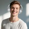TUINYO Bluetooth Headphones Wireless, Over Ear Stereo Wireless Headset 40H Playtime with deep bass, Soft Memory-Protein Earmuffs, Built-in Mic Wired Mode PC/Cell Phones/TV-White   view 2